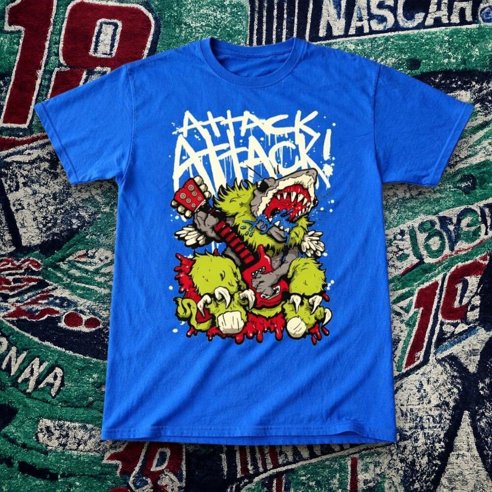 Attack Attack Monster Guitar Graphic Tee Blue Unisex